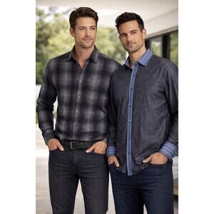 Bugatchi Men’s Button Down Shirt Bundle (2) Long Sleeve Designer Shirts size XL